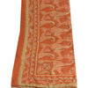 Sanskriti Vintage Long Orange Dupatta/Stole Pure Crepe Handmade Mukeish Work
