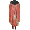 Sanskriti Vintage Fersken Lang Dupatta Stola Ren Silke Håndbloktrykt Slør