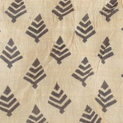 Sanskriti Vintage Fersken Lang Dupatta Stola Ren Silke Håndbloktrykt Slør