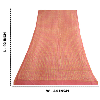 Sanskriti Vintage Long Peach Dupatta/Stole Cotton Silk Hijab Printed Scarves