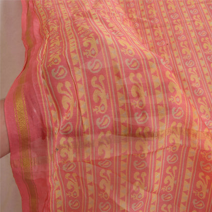 Sanskriti Vintage Long Peach Dupatta/Stole Cotton Silk Hijab Printed Scarves