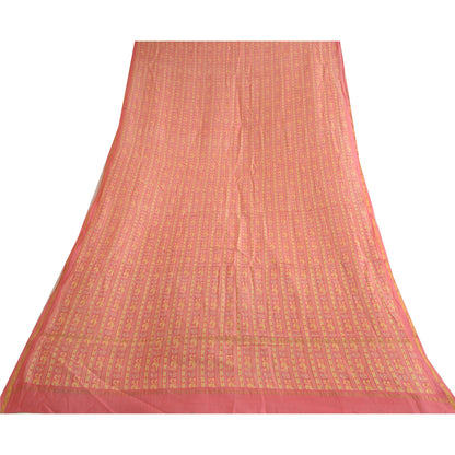 Sanskriti Vintage Long Peach Dupatta/Stole Cotton Silk Hijab Printed Scarves