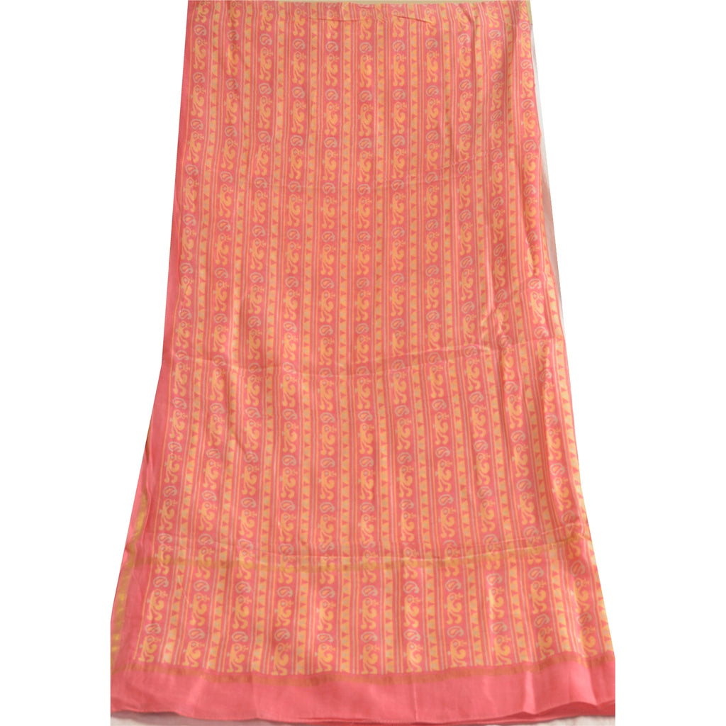 Sanskriti Vintage Long Peach Dupatta/Stole Cotton Silk Hijab Printed Scarves