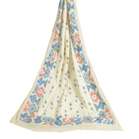 Длинная палантин-дупатта из чистого хлопка цвета слоновой кости в стиле санскрити, тканая шаль-накидка цвета слоновой кости