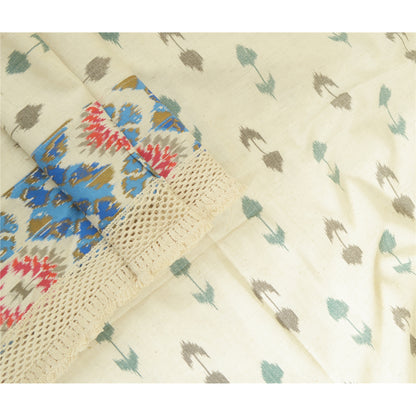 Длинная палантин-дупатта из чистого хлопка цвета слоновой кости в стиле санскрити, тканая шаль-накидка цвета слоновой кости