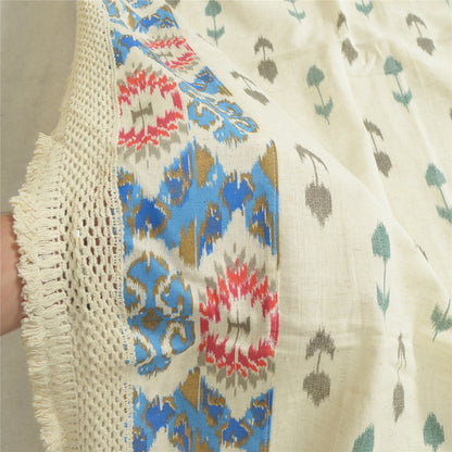 Длинная палантин-дупатта из чистого хлопка цвета слоновой кости в стиле санскрити, тканая шаль-накидка цвета слоновой кости