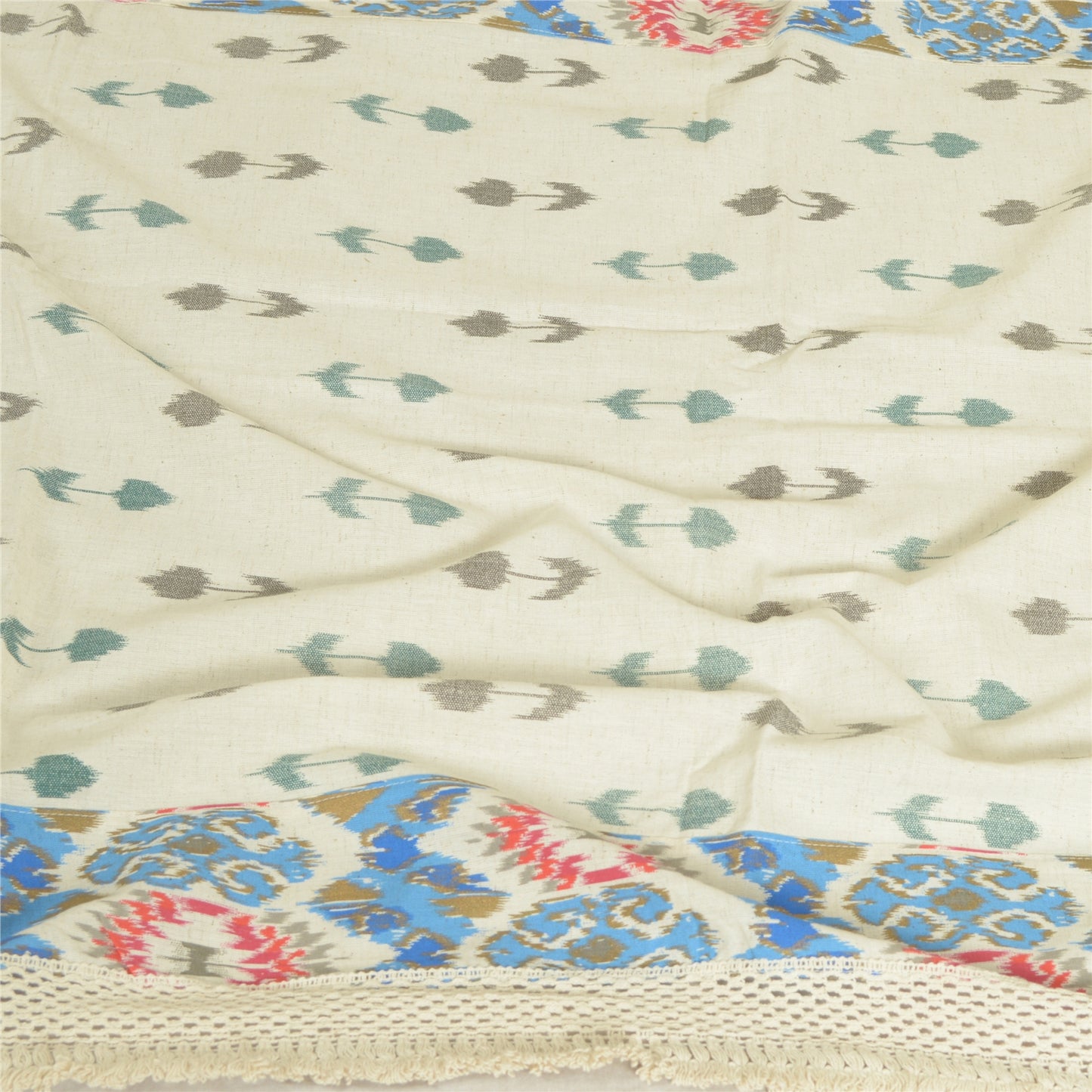 Длинная палантин-дупатта из чистого хлопка цвета слоновой кости в стиле санскрити, тканая шаль-накидка цвета слоновой кости