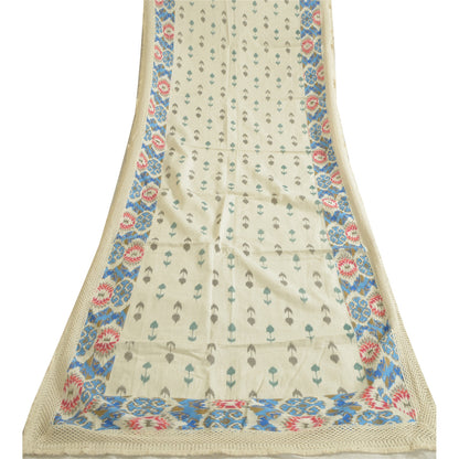 Длинная палантин-дупатта из чистого хлопка цвета слоновой кости в стиле санскрити, тканая шаль-накидка цвета слоновой кости