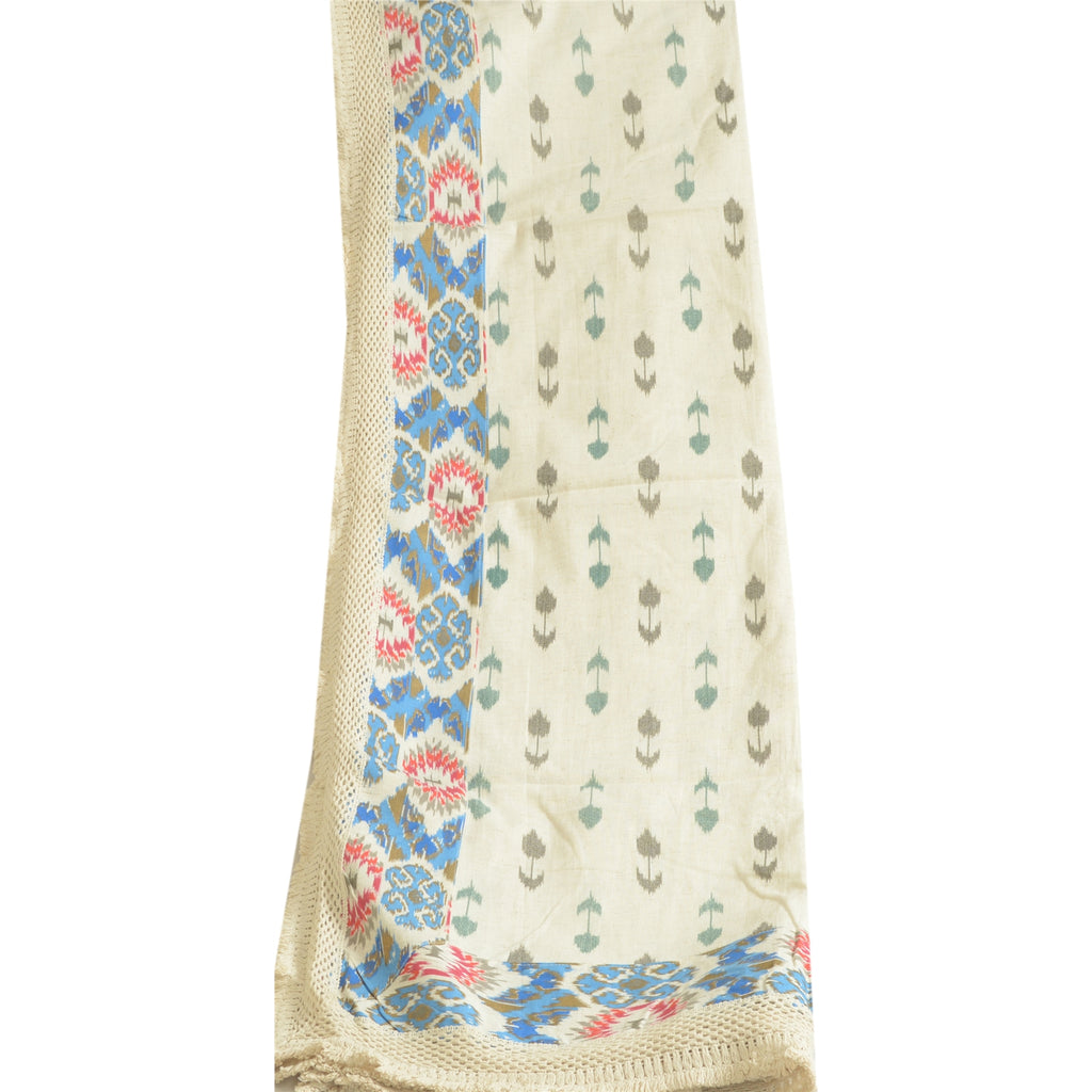 Длинная палантин-дупатта из чистого хлопка цвета слоновой кости в стиле санскрити, тканая шаль-накидка цвета слоновой кости
