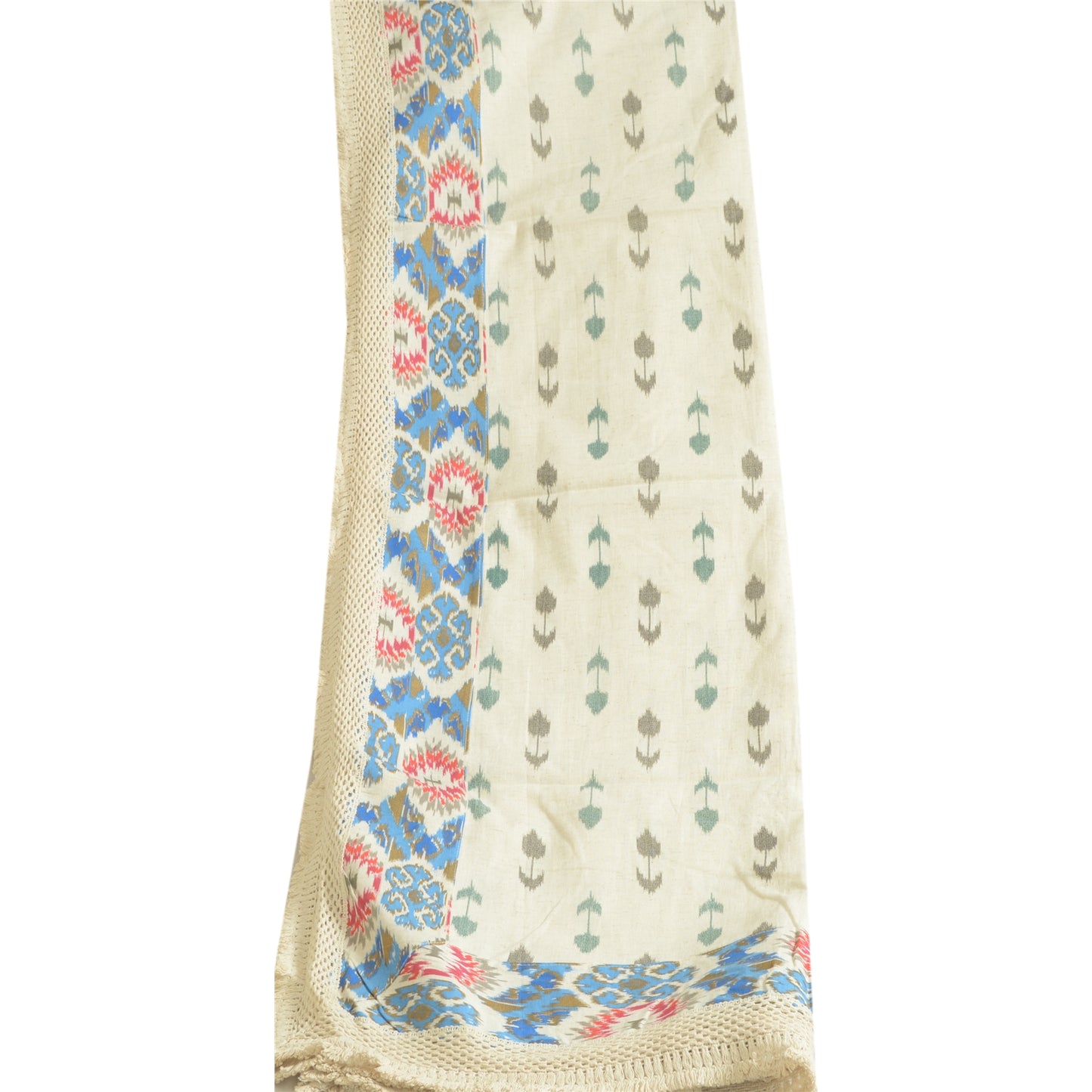 Длинная палантин-дупатта из чистого хлопка цвета слоновой кости в стиле санскрити, тканая шаль-накидка цвета слоновой кости
