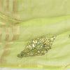 Sanskriti Vintage Long Green Dupatta/Stole Pure Chanderi Silk Handmade Kantha