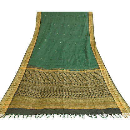 Sanskriti Vintage Long Dupatta Stole Blend Cotton Green Veil Woven Scarves
