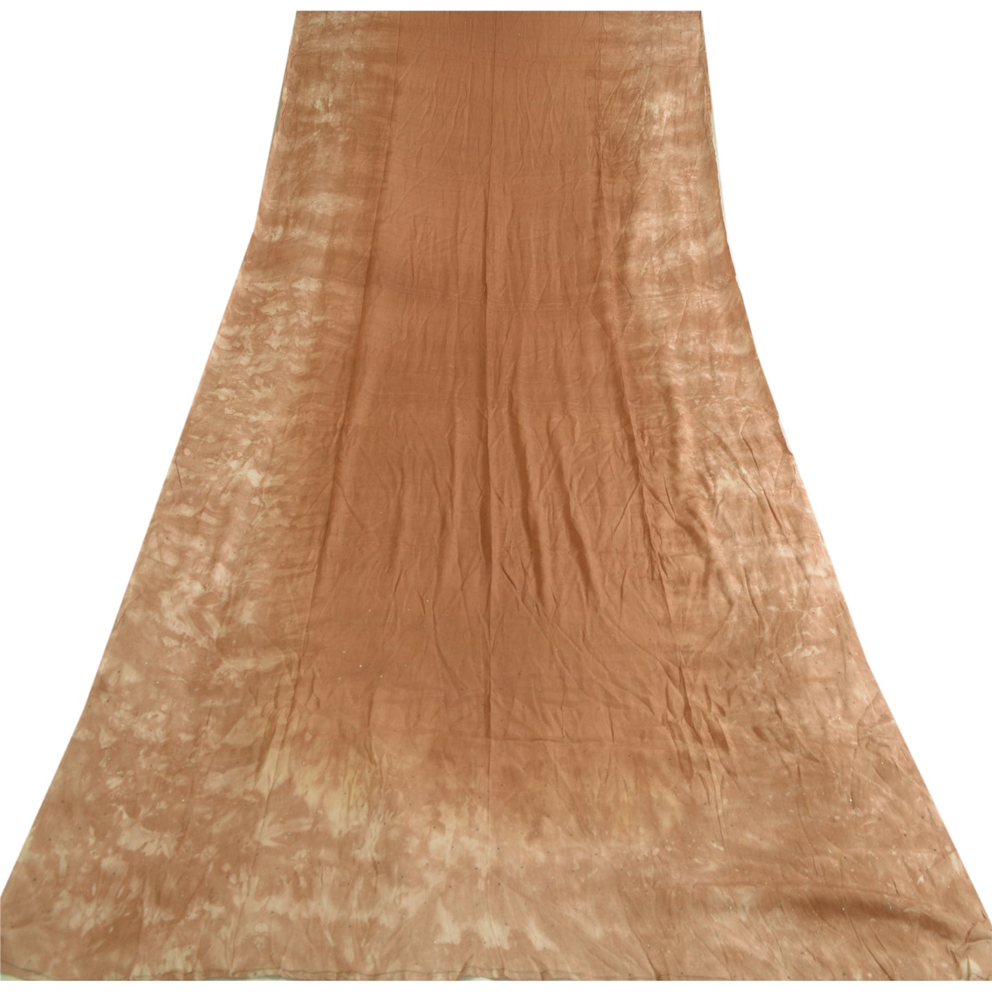 Sanskriti Vintage Dupatta Long Stole Pure Silk Brown Handmade Mukeish & Tie-Dye