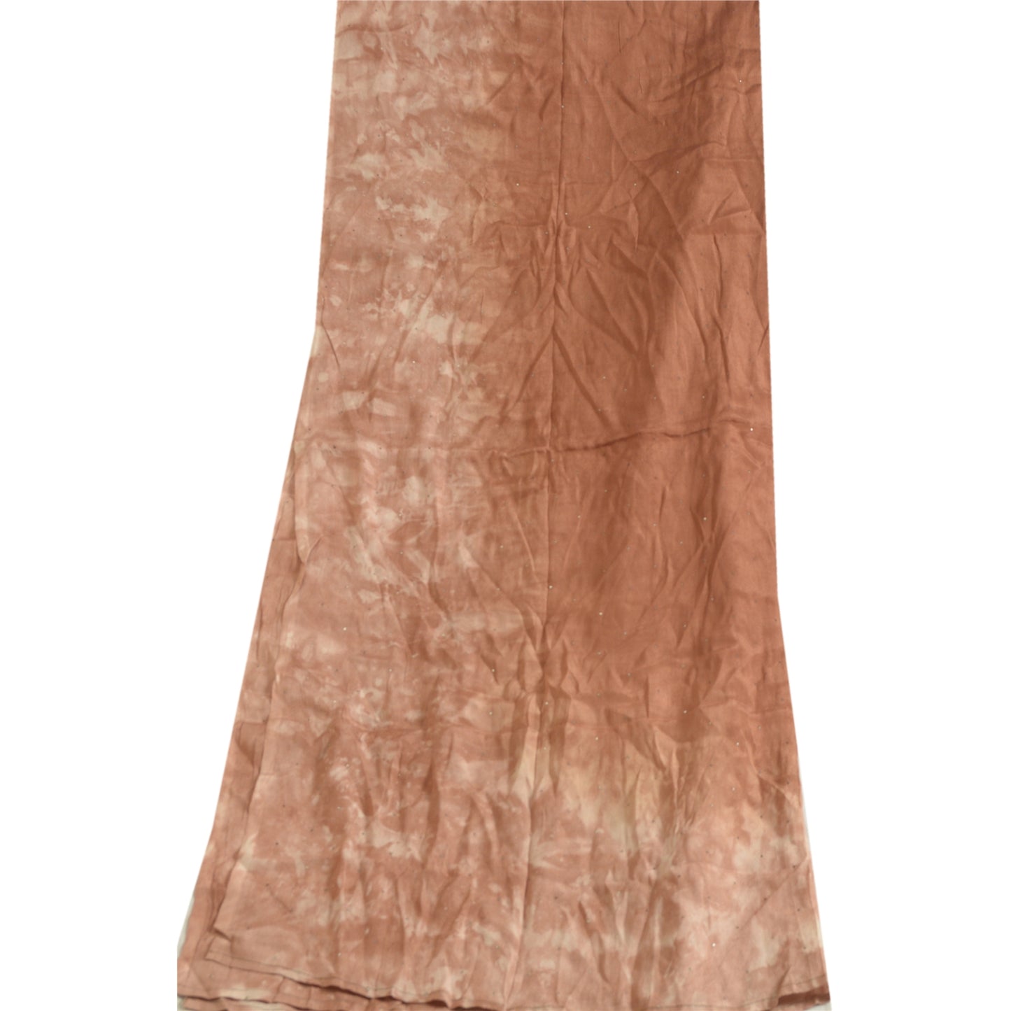 Sanskriti Vintage Dupatta Long Stole Pure Silk Brown Handmade Mukeish & Tie-Dye