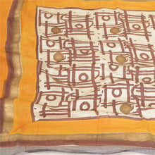 Load image into Gallery viewer, Sanskriti Vintage Long Dupatta Stole Pure Woolen Hand-Painted Ivory/Saffron Veil
