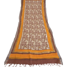 Load image into Gallery viewer, Sanskriti Vintage Long Dupatta Stole Pure Woolen Hand-Painted Ivory/Saffron Veil
