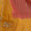 Sanskriti Vintage Long Dark Red/Mustard Dupatta/Stole Pure Georgette Silk Beaded