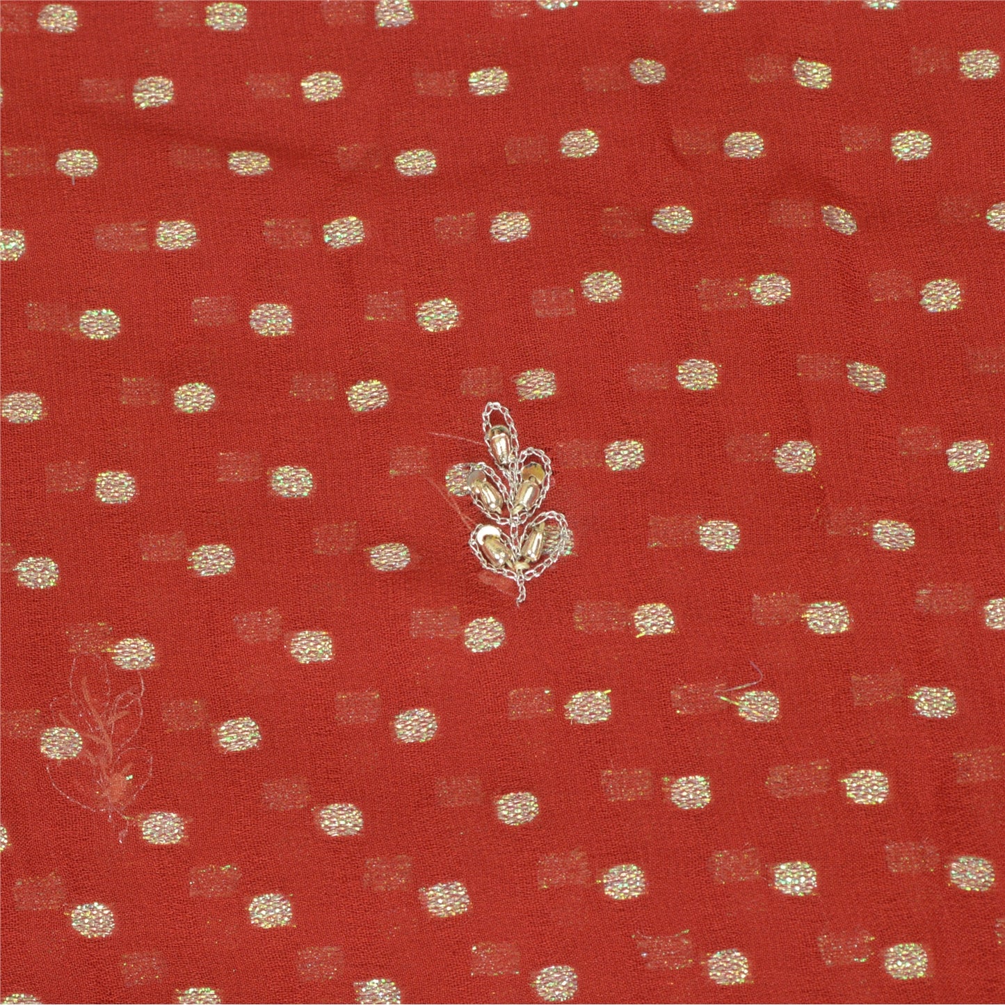 Sanskriti Vintage Long Dark Red/Mustard Dupatta/Stole Pure Georgette Silk Beaded