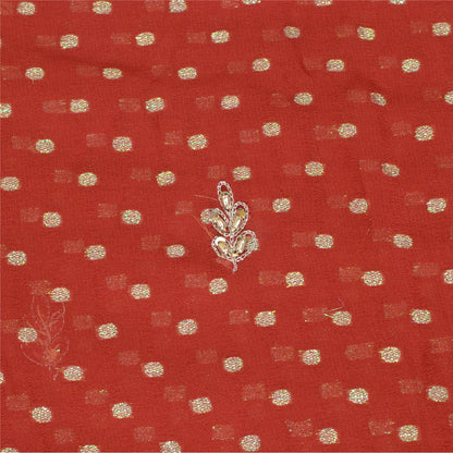 Sanskriti Vintage Long Dark Red/Mustard Dupatta/Stole Pure Georgette Silk Beaded