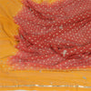Sanskriti Vintage Long Dark Red/Mustard Dupatta/Stole Pure Georgette Silk Beaded