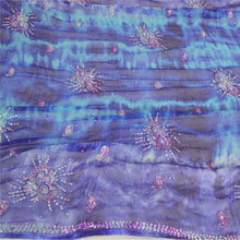 Load image into Gallery viewer, Sanskriti Vintage Dupatta Long Stole Pure Chiffon Silk Blue Hand Beaded Tie-Dye
