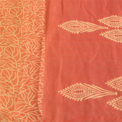 Sanskriti Vintage Long Dupatta Stole Cotton Silk Saffron/Brick Red Block Printed