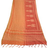 Sanskriti Vintage Long Dupatta Stole Cotton Silk Saffron/Brick Red Block Printed