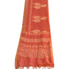 Sanskriti Vintage Long Dupatta Stole Cotton Silk Saffron/Brick Red Block Printed