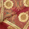 Sanskriti Vintage Long Dark Red Dupatta/Stole Pure Chiffon Silk Hand Beaded Veil