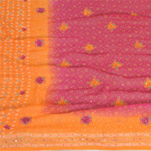 Load image into Gallery viewer, Sanskriti Vintage Long Orange/Pink Dupatta/Stole Pure Georgette Silk Hand Beaded
