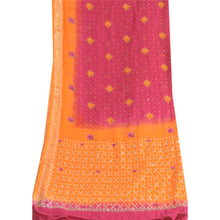 Load image into Gallery viewer, Sanskriti Vintage Long Orange/Pink Dupatta/Stole Pure Georgette Silk Hand Beaded
