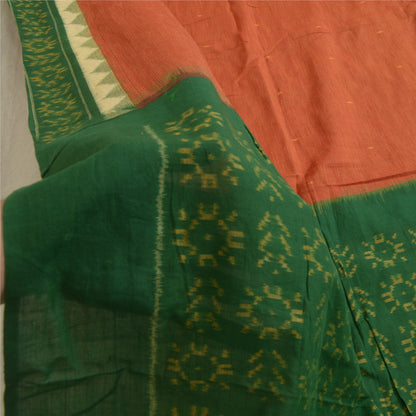 Санскритский винтажный длинный палантин зеленый/красный из чистого хлопка самбалпури икат хиджаб