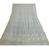 Sanskriti Vintage Long Grey Dupatta/Stole Cotton Silk Hand-Woven Tant Scarves