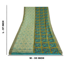 Load image into Gallery viewer, Sanskriti Vintage Long Dupatta Stole Pure Woolen Shawl Ivory/Green Wrap Scarves
