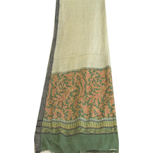 Load image into Gallery viewer, Sanskriti Vintage Long Dupatta Stole Pure Woolen Green/Ivory Hijab Printed Shawl
