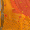 Sanskriti Vintage Long Orange/Saffron Dupatta/Stole Pure Georgette Silk Handmade