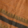 Sanskriti Vintage Long Dupatta Stole Cotton Silk Mustard Hand-Block Print Shawl