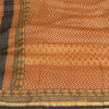 Sanskriti Vintage Long Dupatta Stole Cotton Silk Mustard Hand-Block Print Shawl
