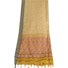Load image into Gallery viewer, Sanskriti Vintage Ivory/Yellow Long Dupatta Stole Pure Woolen Hijab Printed Veil
