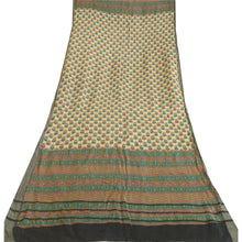 Load image into Gallery viewer, Sanskriti Vintage Long Dupatta Stole Pure Woolen Ivory/Green Printed Wrap Shawl
