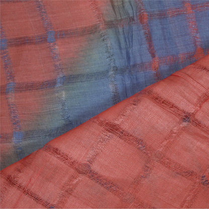 Sanskriti Vintage Long Dupatta Stole Pure Silk Hijab Red/Blue Woven Scarves