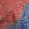 Sanskriti Vintage Long Dupatta Stole Pure Silk Hijab Red/Blue Woven Scarves