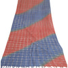 Sanskriti Vintage Long Dupatta Stole Pure Silk Hijab Red/Blue Woven Scarves