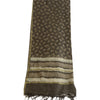 Sanskriti Vintage Dupatta Long Stole Pure Silk Brown/Ivor Batik Work Wrap Hijab