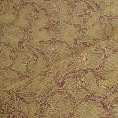 Sanskriti Vintage Creme Lange Dupatta Stole Net Mesh Slør Håndperlede Tørklæder