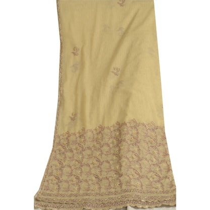 Sanskriti Vintage Creme Lange Dupatta Stole Net Mesh Slør Håndperlede Tørklæder