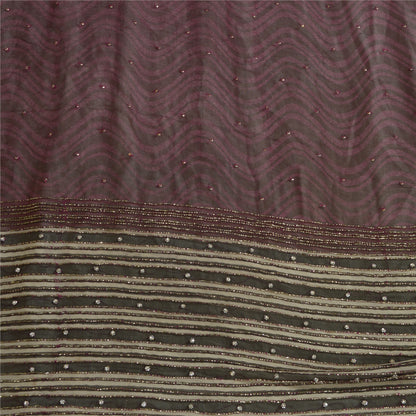 Sanskriti Vintage Lang Lilla Dupatta/Stola Ren Georgette Silke Håndperlet Slør