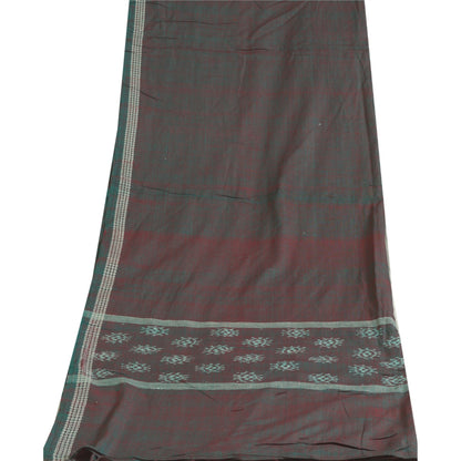 Sanskriti Vintage Long Stole Grøn/Rød Ren bomuldsvævet Sambalpuri Ikat Hijab