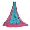 Sanskriti Vintage Lang Lilla/Blå Dupatta/Stola Ren Georgette Silke Håndperlet