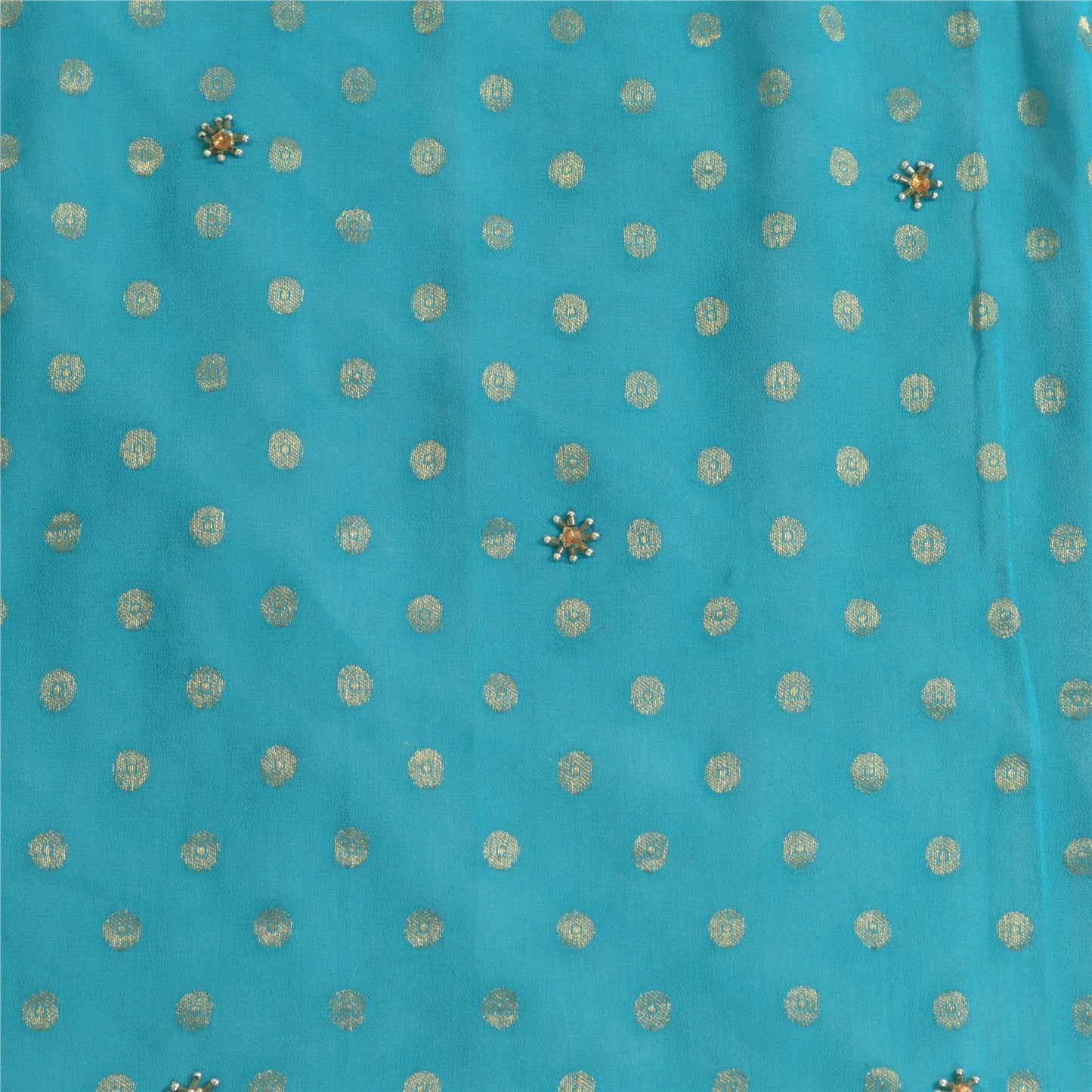 Sanskriti Vintage Lang Lilla/Blå Dupatta/Stola Ren Georgette Silke Håndperlet